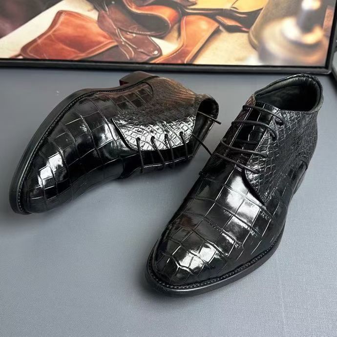 Crocodile Boots , Genuine Crocodile Leather Boots Black