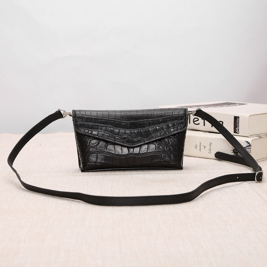 Genuine Crocodile Skin Leather Mini Cross Body Bag, Crocodile Leather Phone Bag