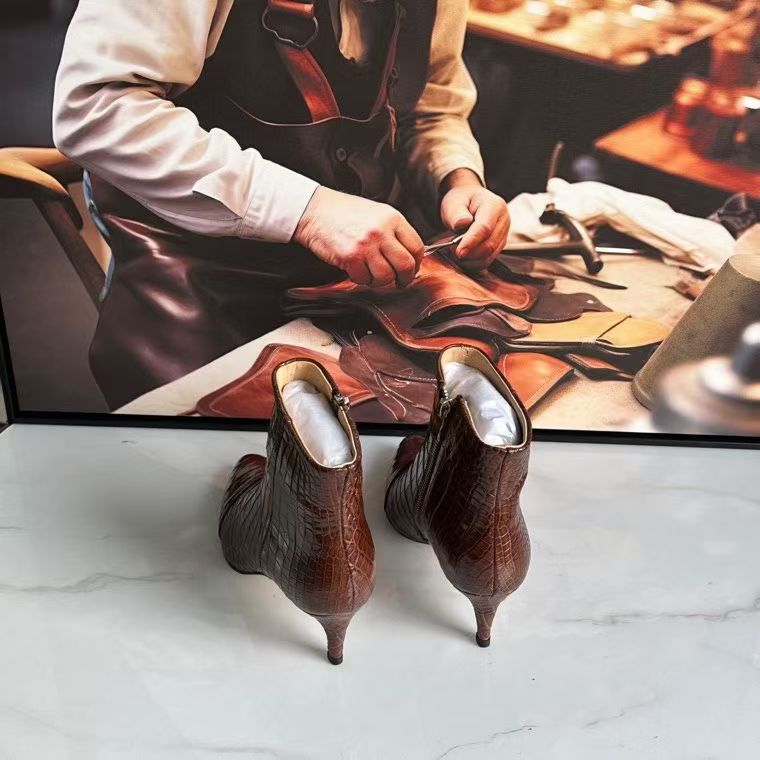 Crocodile Shoes , Genuine Crocodile Leather Womens Shoes Brown