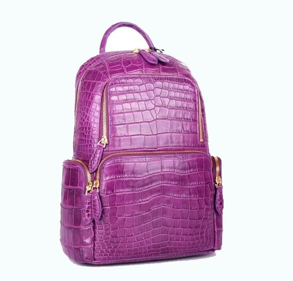 Unisex  Crocodile Leather Backpack