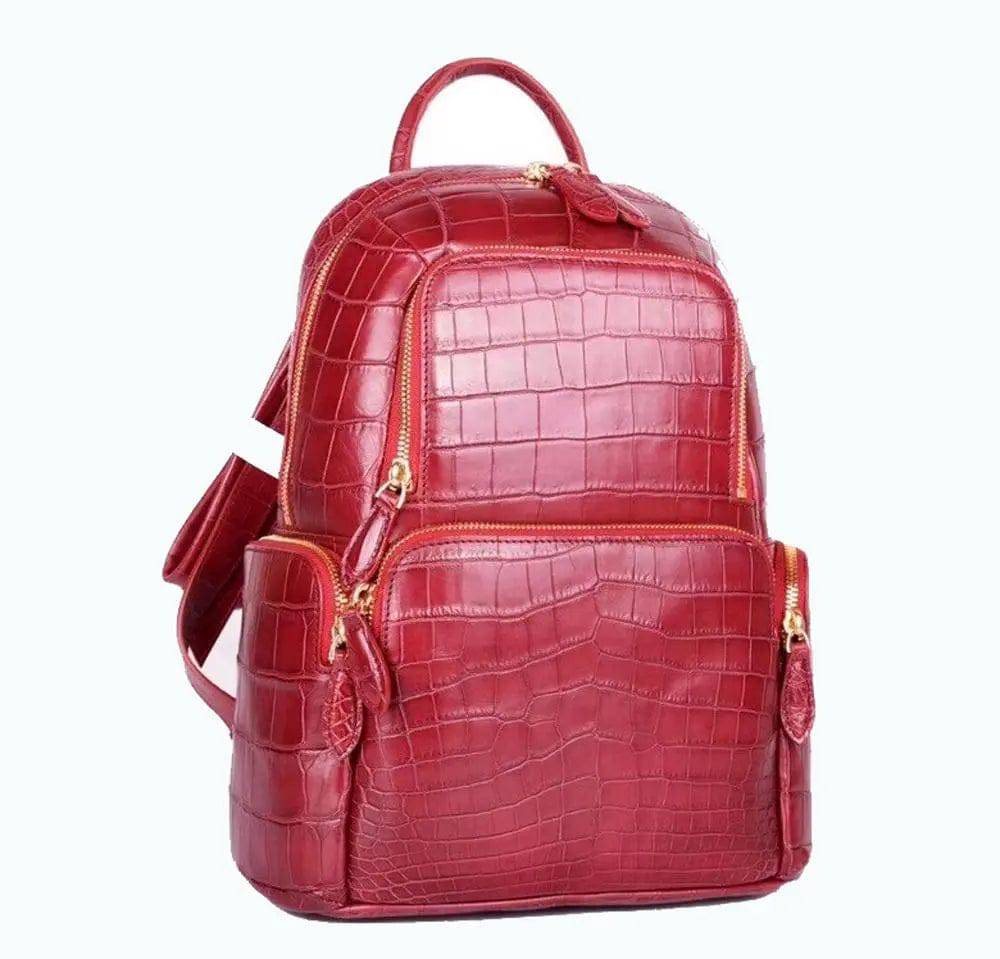 Unisex  Crocodile Leather Backpack