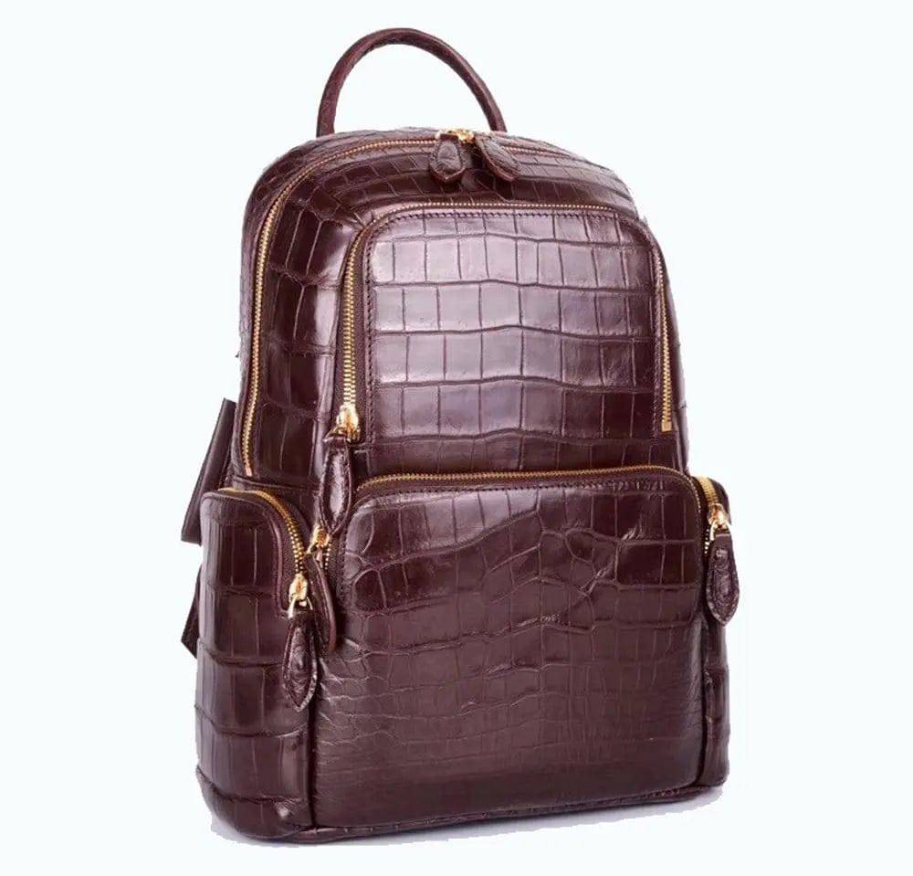 Unisex  Crocodile Leather Backpack