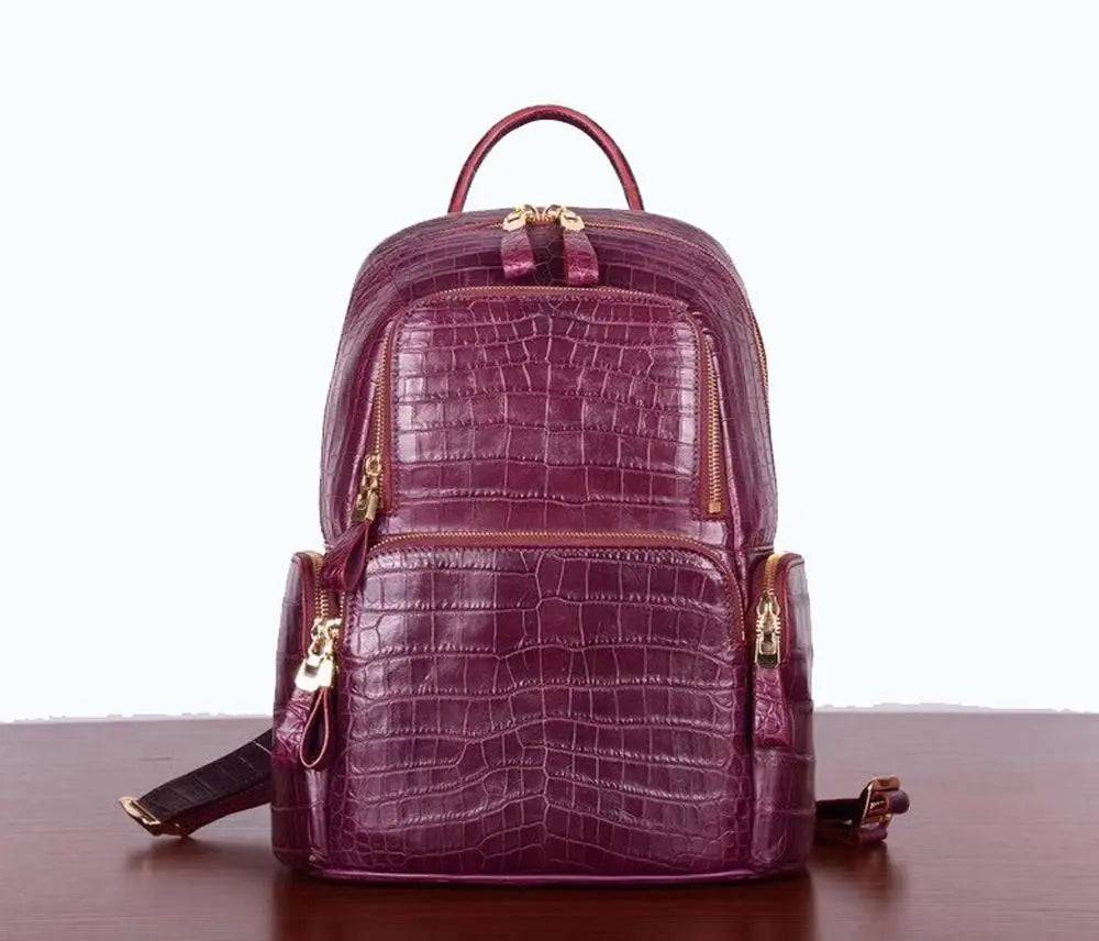 Unisex  Crocodile Leather Backpack