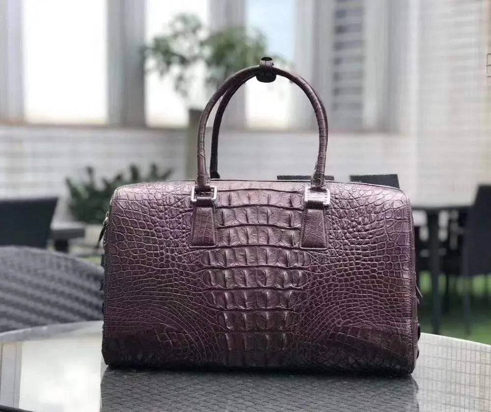 Unisex Classic Genuine Crocodile Leather Travel Duffle Bag