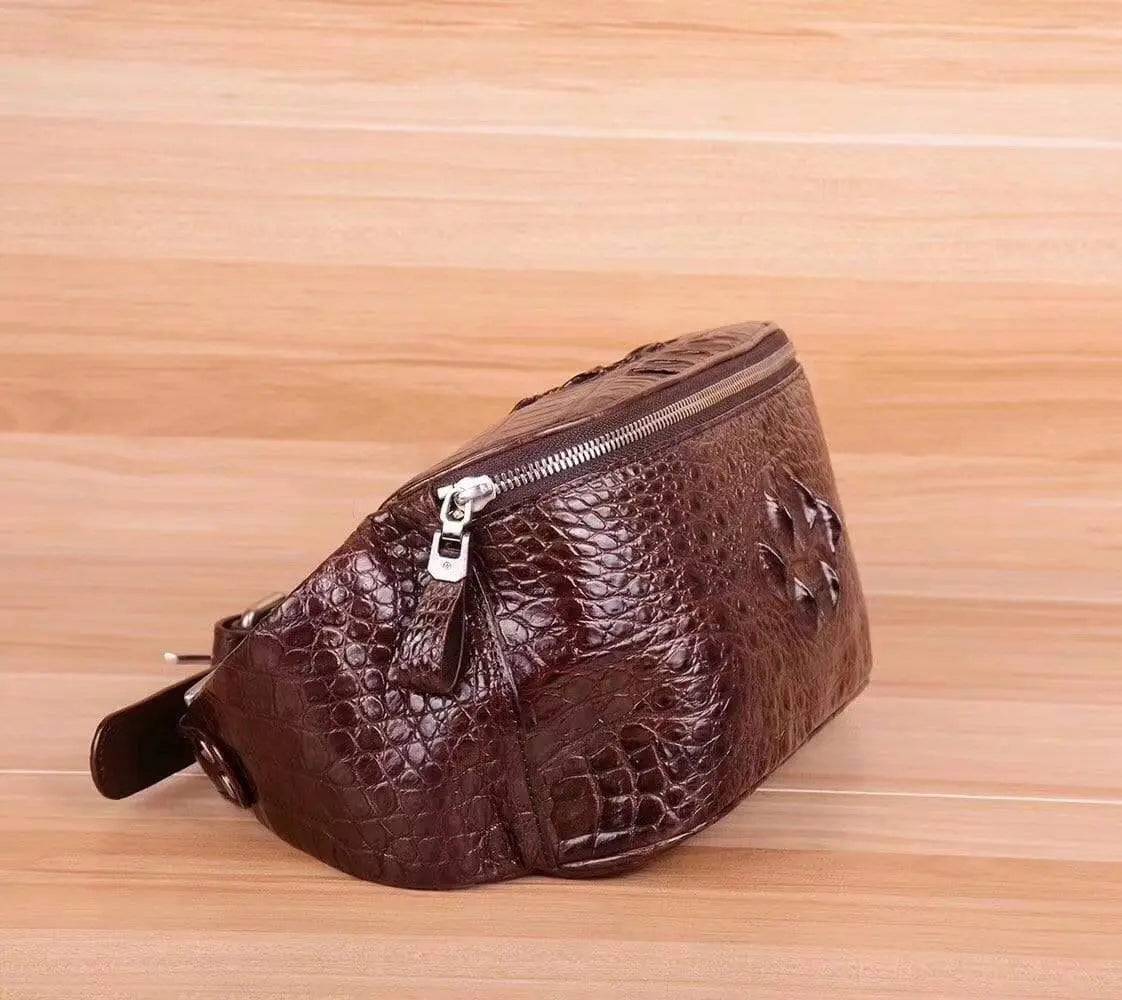 Unisex Genuine Crocodile Leather Waist  Bum Bags & Fanny Packs  Belt Bag