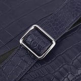 Unisex  Crocodile Leather Messenger Bags Dark Blue