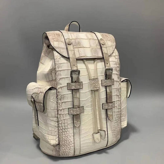 Unisex Himalaya White Crocodile Leather Backpack