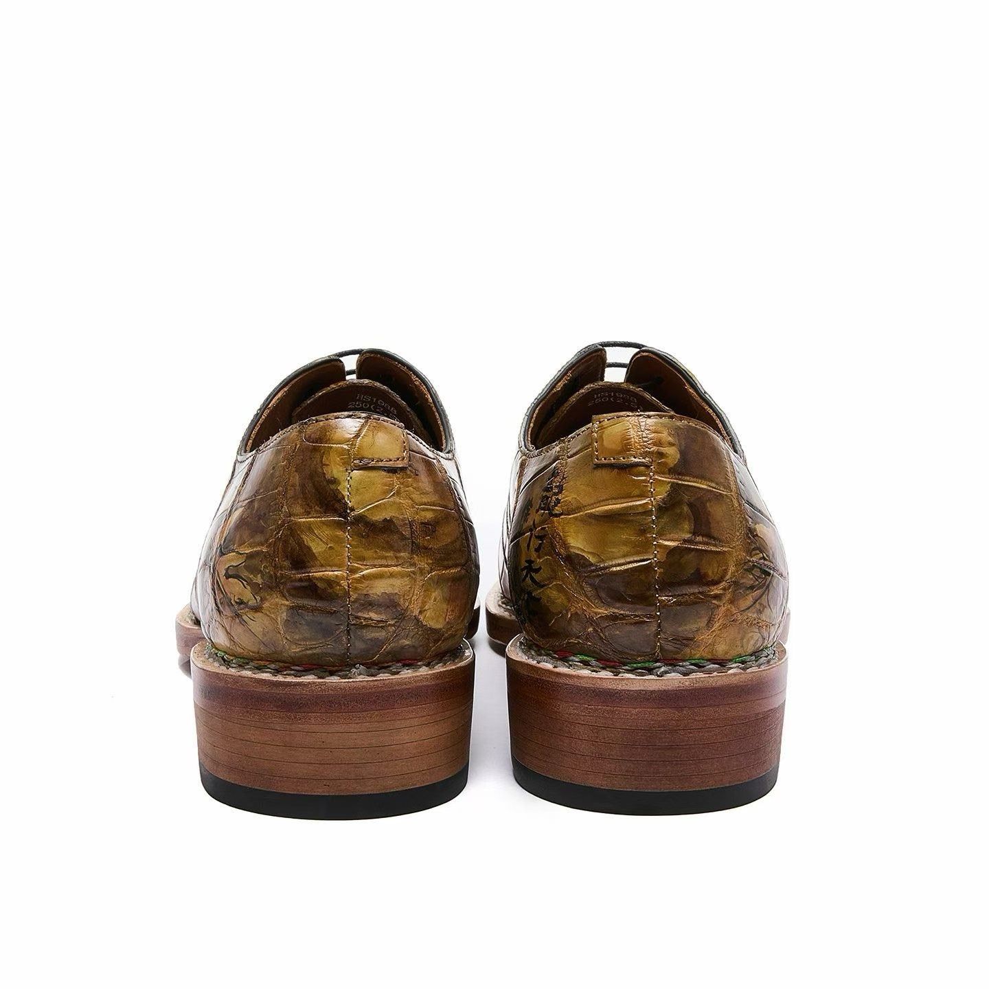 Crocodile Shoes, Men's Hand Painted Crocodile Leather Business Lace Up Shoes