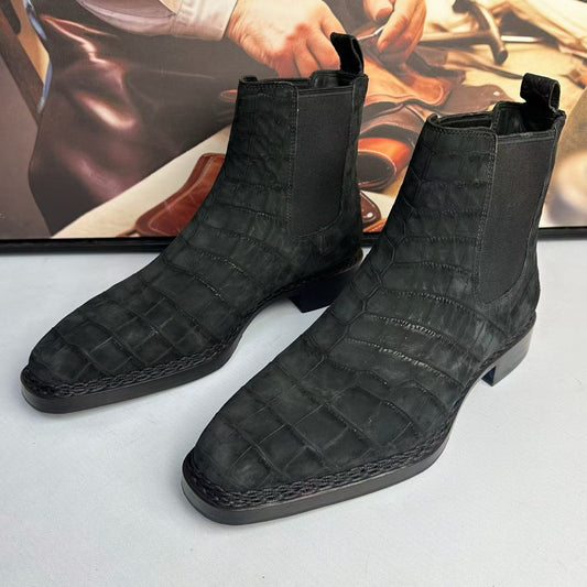 Crocodile Loafers , Giày Lười Da Cá Sấu Thật Màu Đen