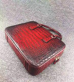 Vintage Crocodile Skin Leather Briefcase, Wind Red