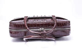 Vintage Square Brown Lap Top Briefcase  Genuine Crocodile Leather