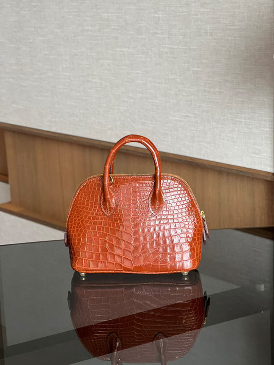 Womens Genuine Crocodile  Skin Leather Cross Body Handle  Bag