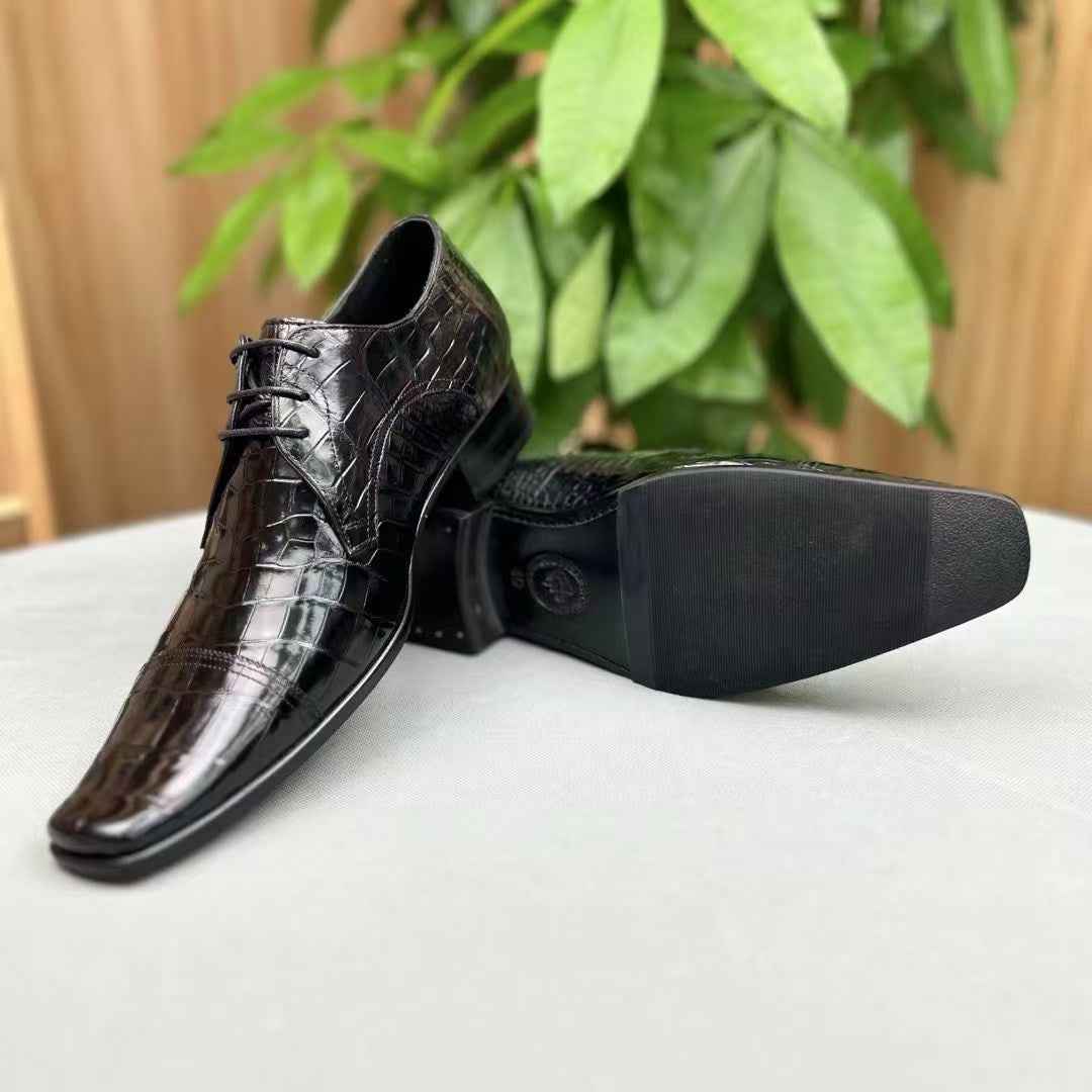 Crocodile Shoes, Men's Crocodile Leather Lace Up Shoes Black