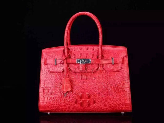 Womens Genuine Crocodile Leather Padlock Tote  Handbags