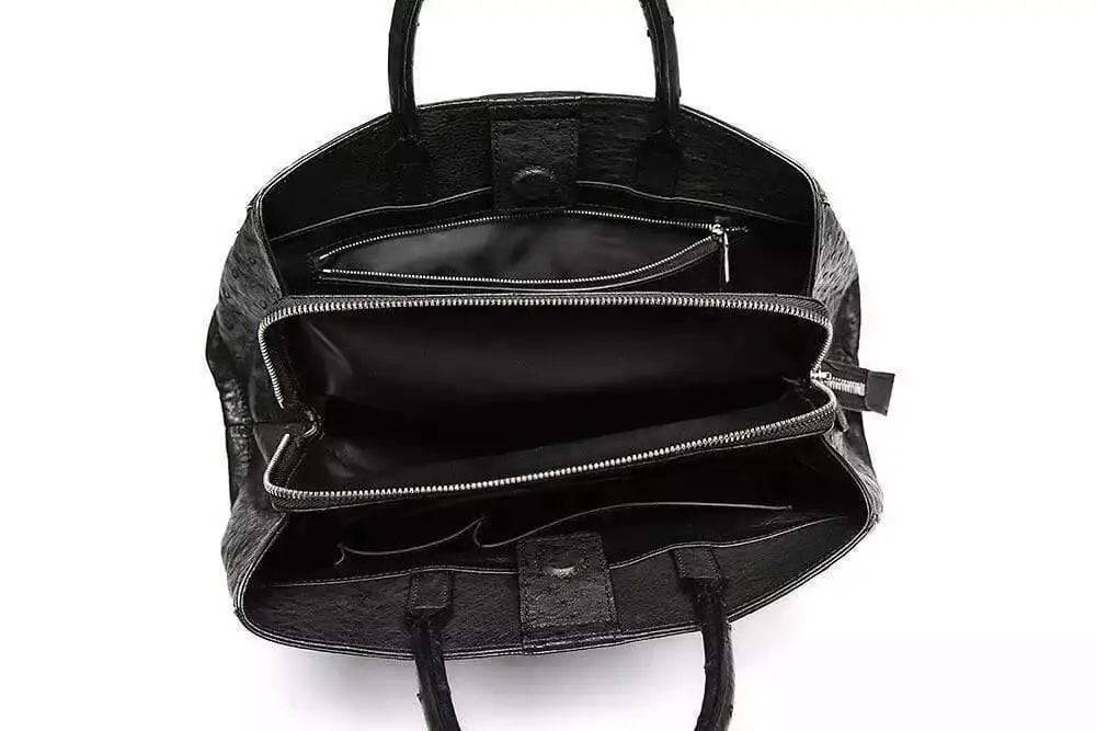 Womens Genuine Ostrich Leather Hobo Tote Bag Black