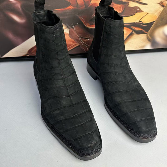Crocodile Loafers , Giày Lười Da Cá Sấu Thật Màu Đen