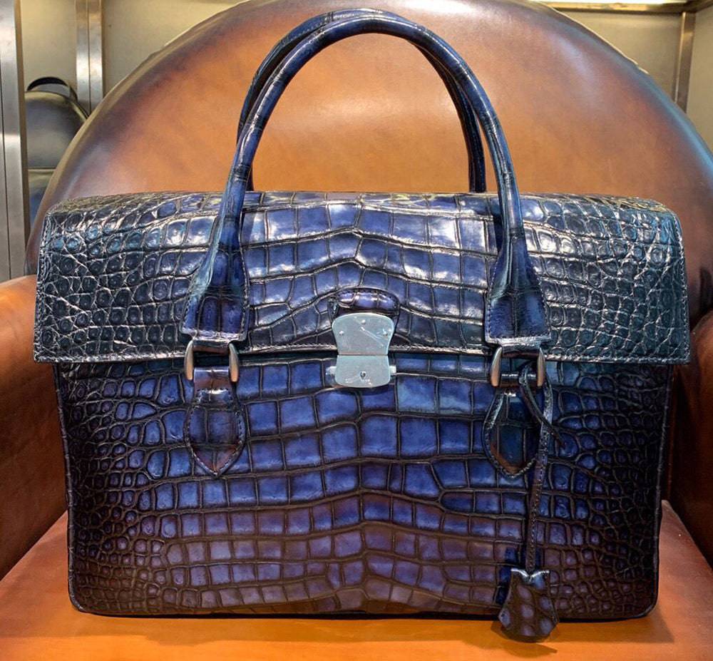 Men's Vintage Crocodile Leather Briefcase
