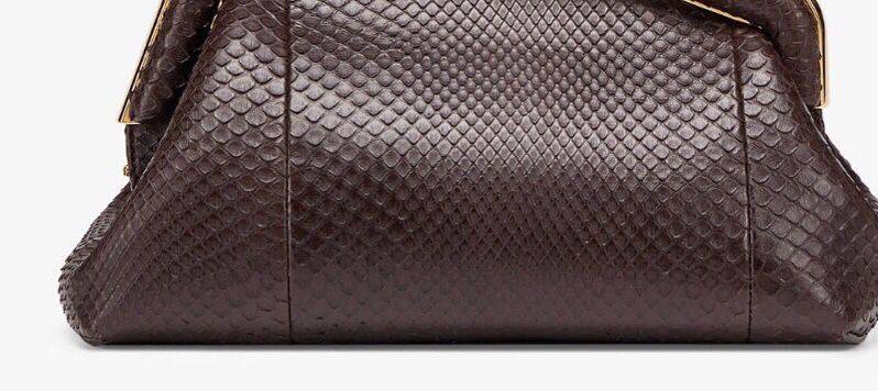 Preorder Mens Python Skin Leather Briefcase Dark Brown