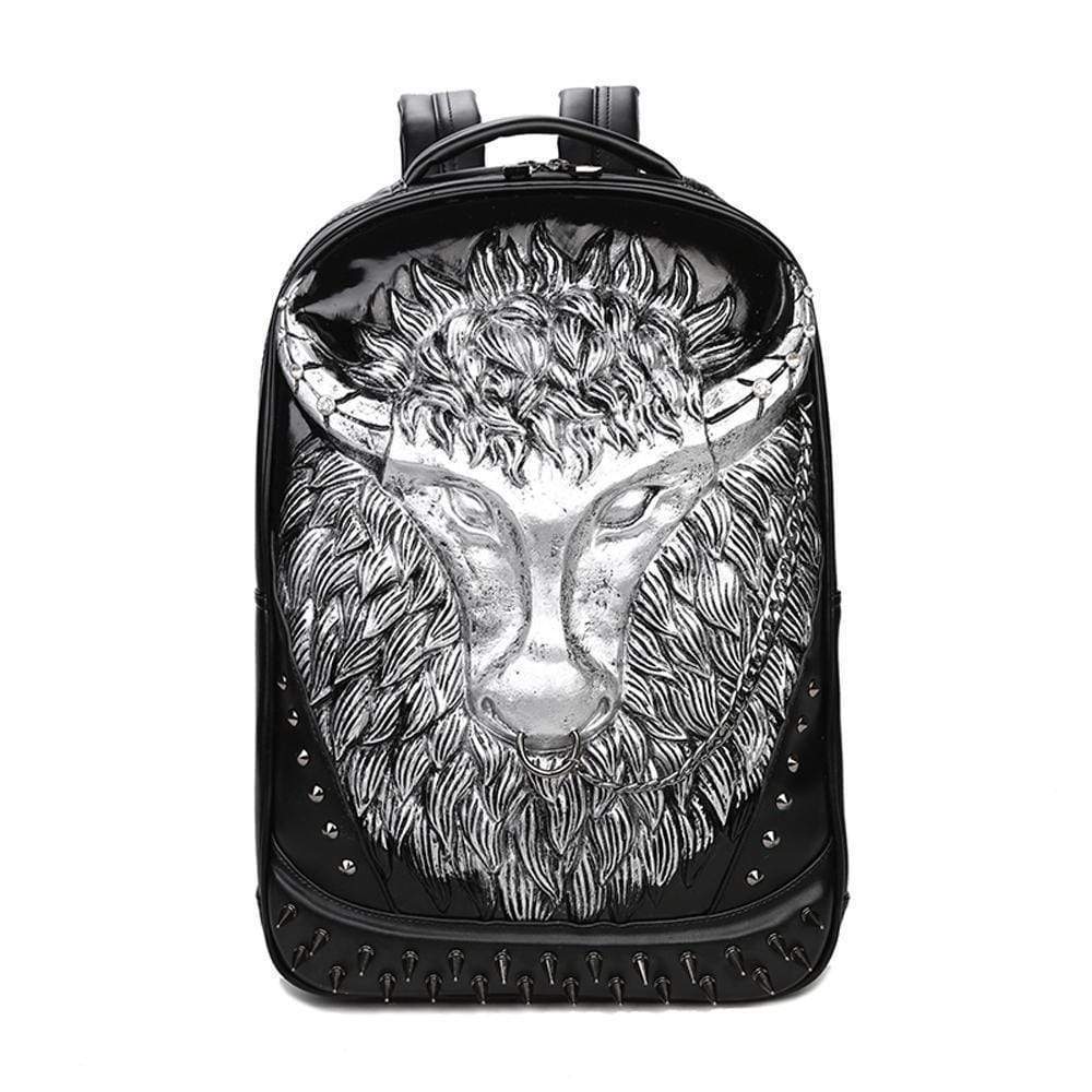 Cow Head 3D PU Leather Casual Laptop Backpack