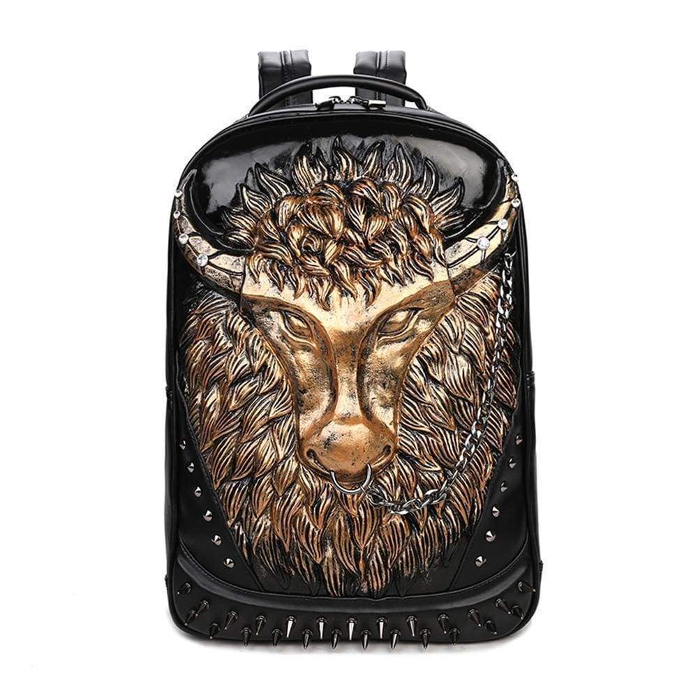 Cow Head 3D PU Leather Casual Laptop Backpack