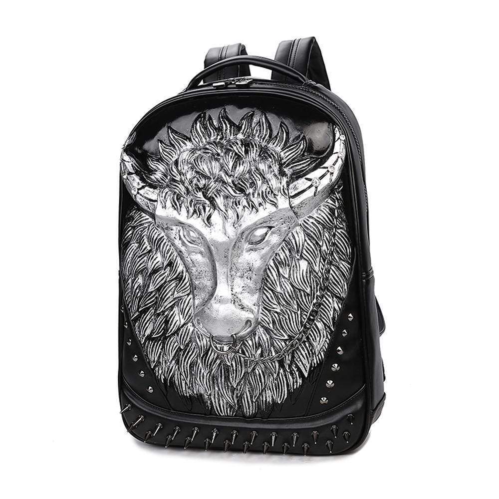 Cow Head 3D PU Leather Casual Laptop Backpack