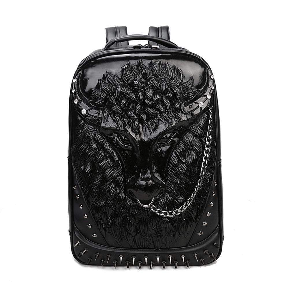 Cow Head 3D PU Leather Casual Laptop Backpack