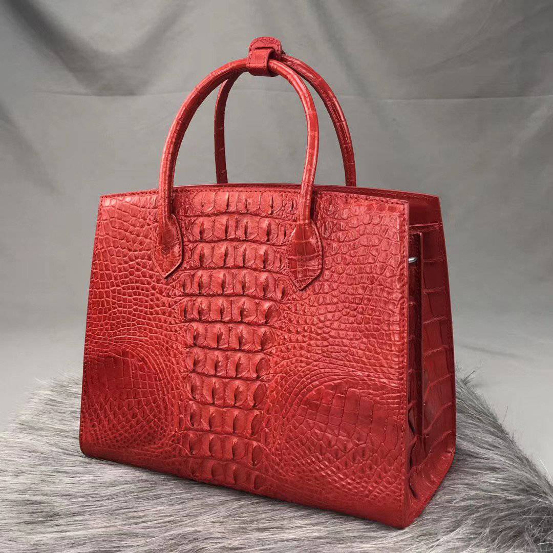 Crocodile Bone Leather Top Handle Handle Bags