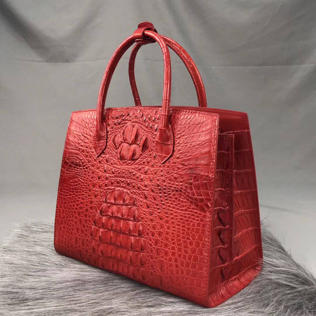 Crocodile Bone Leather Top Handle Handle Bags