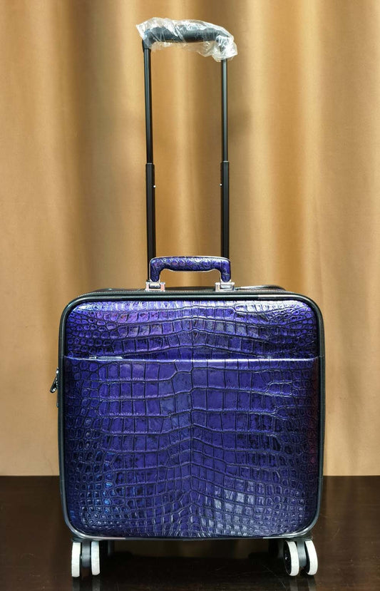 Valigia da cabina mini in pelle di coccodrillo da 15 in viola