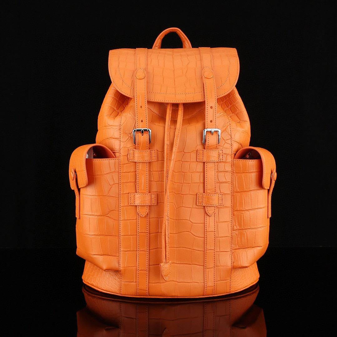 Crocodile Leather Backpack Orange