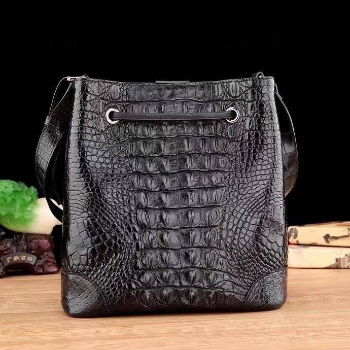 Crocodile Leather Bucket Bag For Women,Drawsring Crossody Shoulder Bag And Hobo Tote Handbags