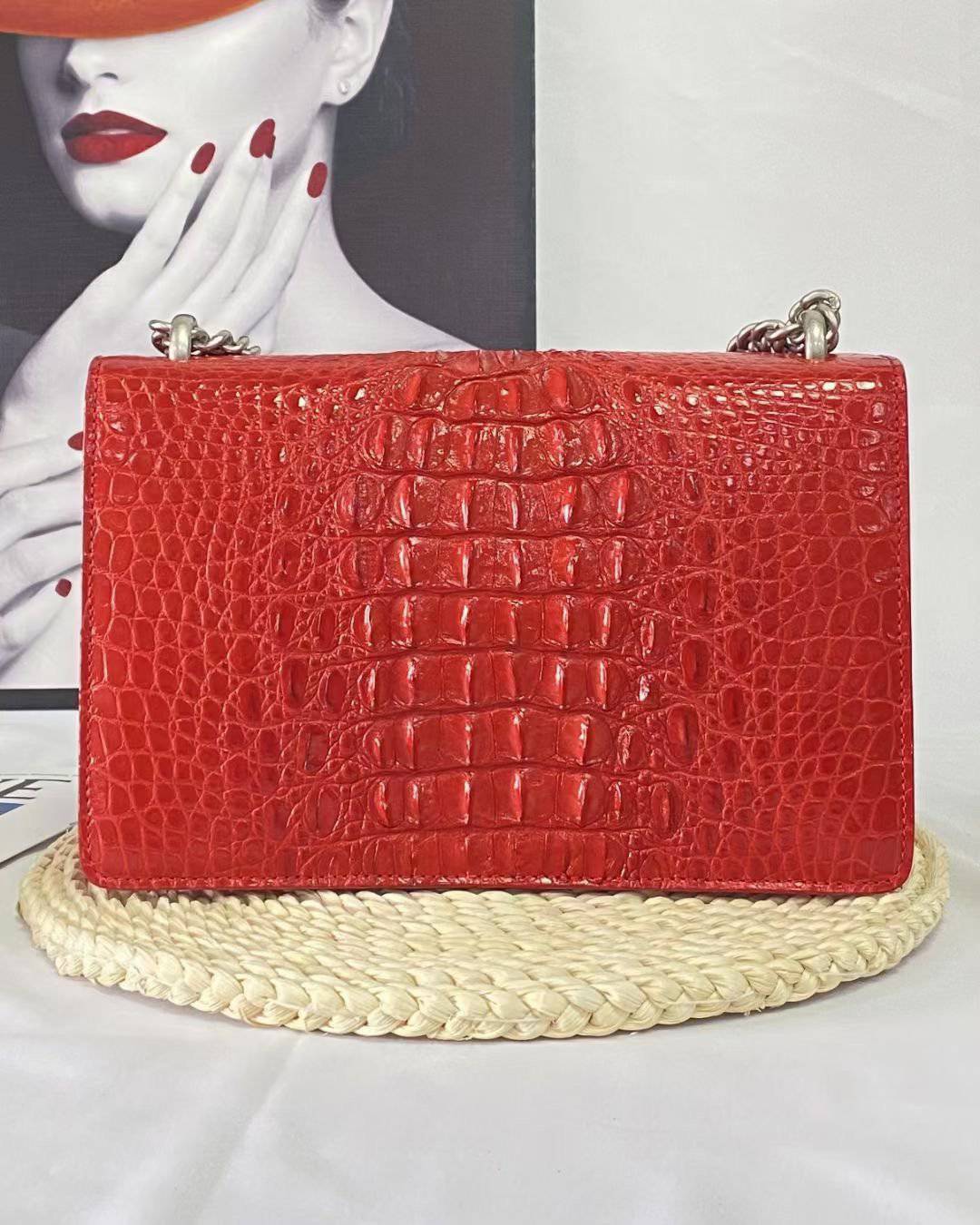 Crocodile Leather Chain Shoulder Bag