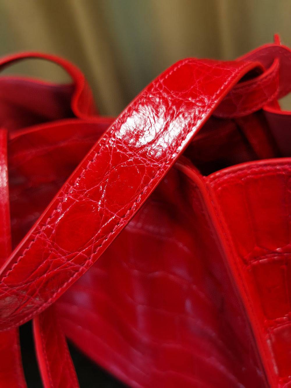 Borsa shopper grande in pelle di coccodrillo