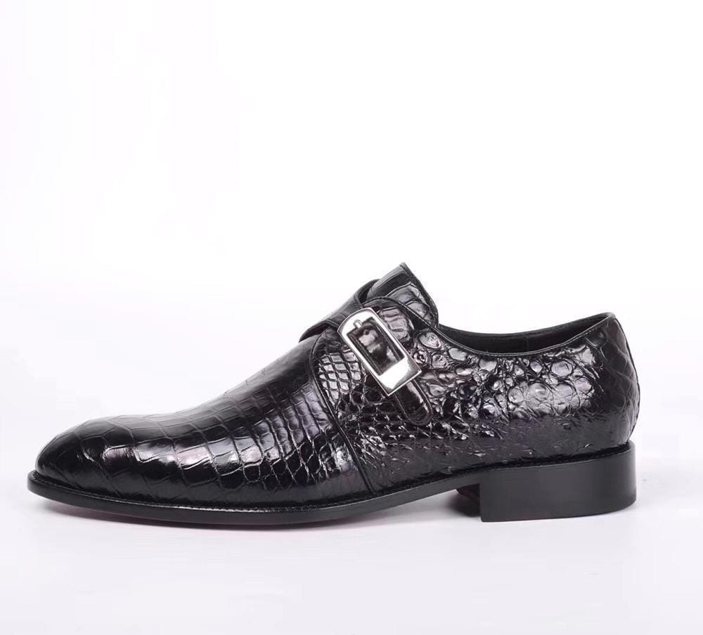 Crocodile Shoes Crocodile Leather  Man Handmade Mens Dress shoes, Mens Monk Shoes, Mens Formal Shoes,Black