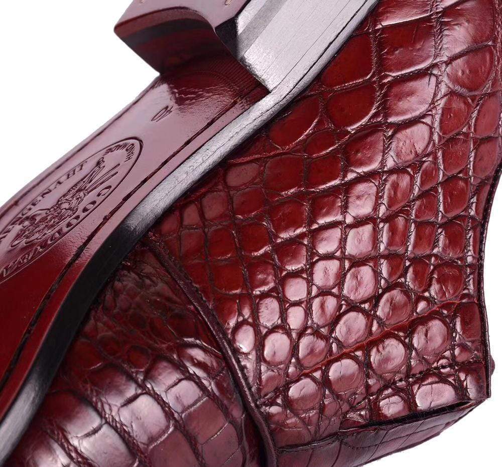 Crocodile Shoes Crocodile  Leather  Man Handmade Mens Dress shoes, Mens Monk Shoes, Mens Formal Shoes,Brushed Red