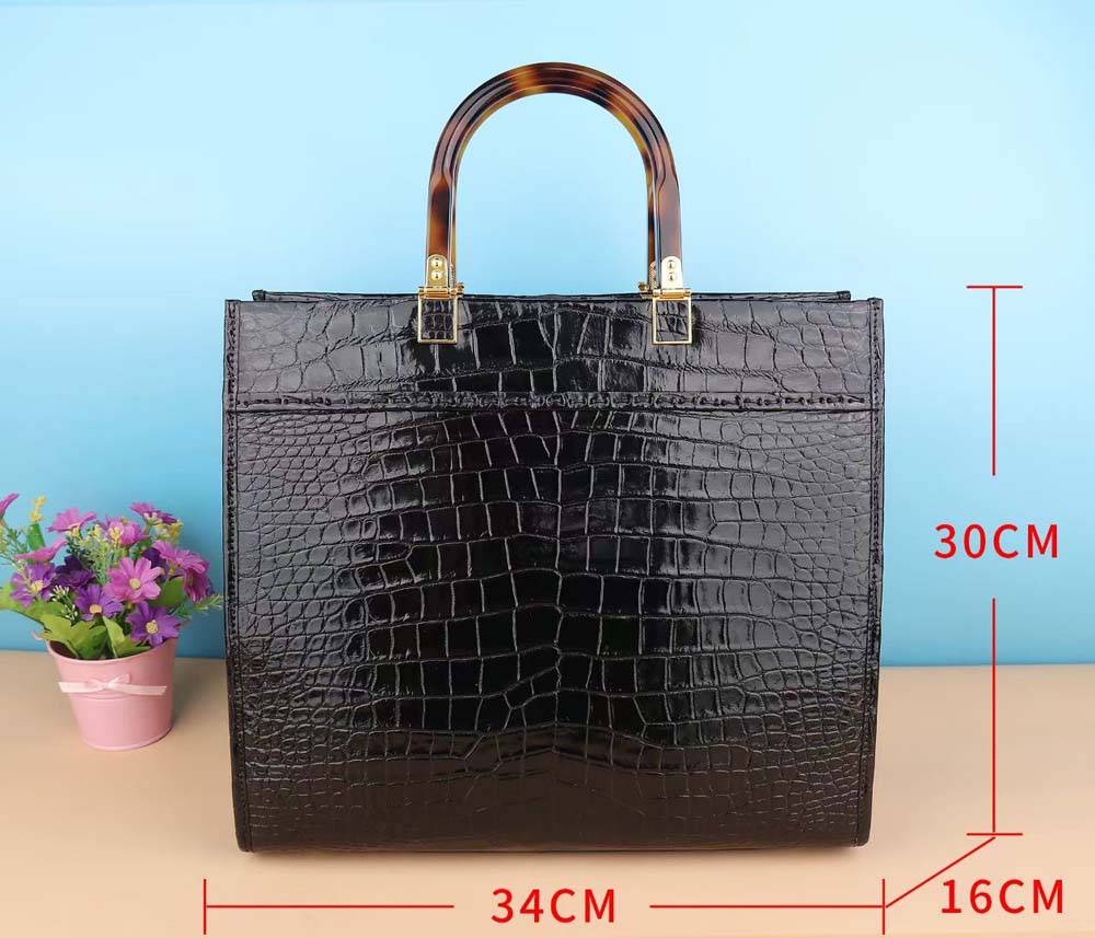 Crocodile Leather Shoppe Tote Bag Medium Black