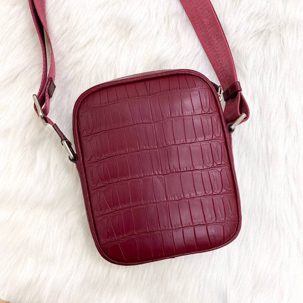 Preordine Borsa piccola a tracolla e a spalla in pelle di coccodrillo bianca