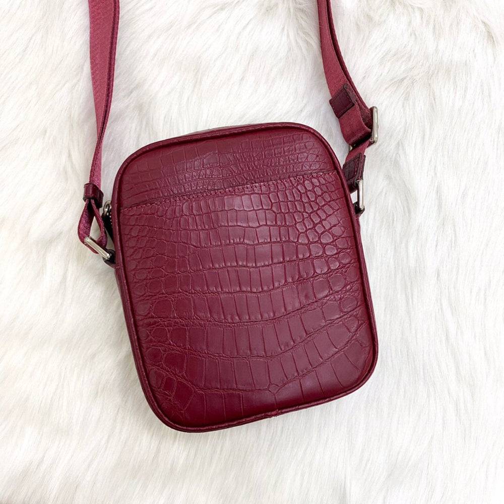 Preordine Borsa piccola a tracolla in pelle di coccodrillo bianca