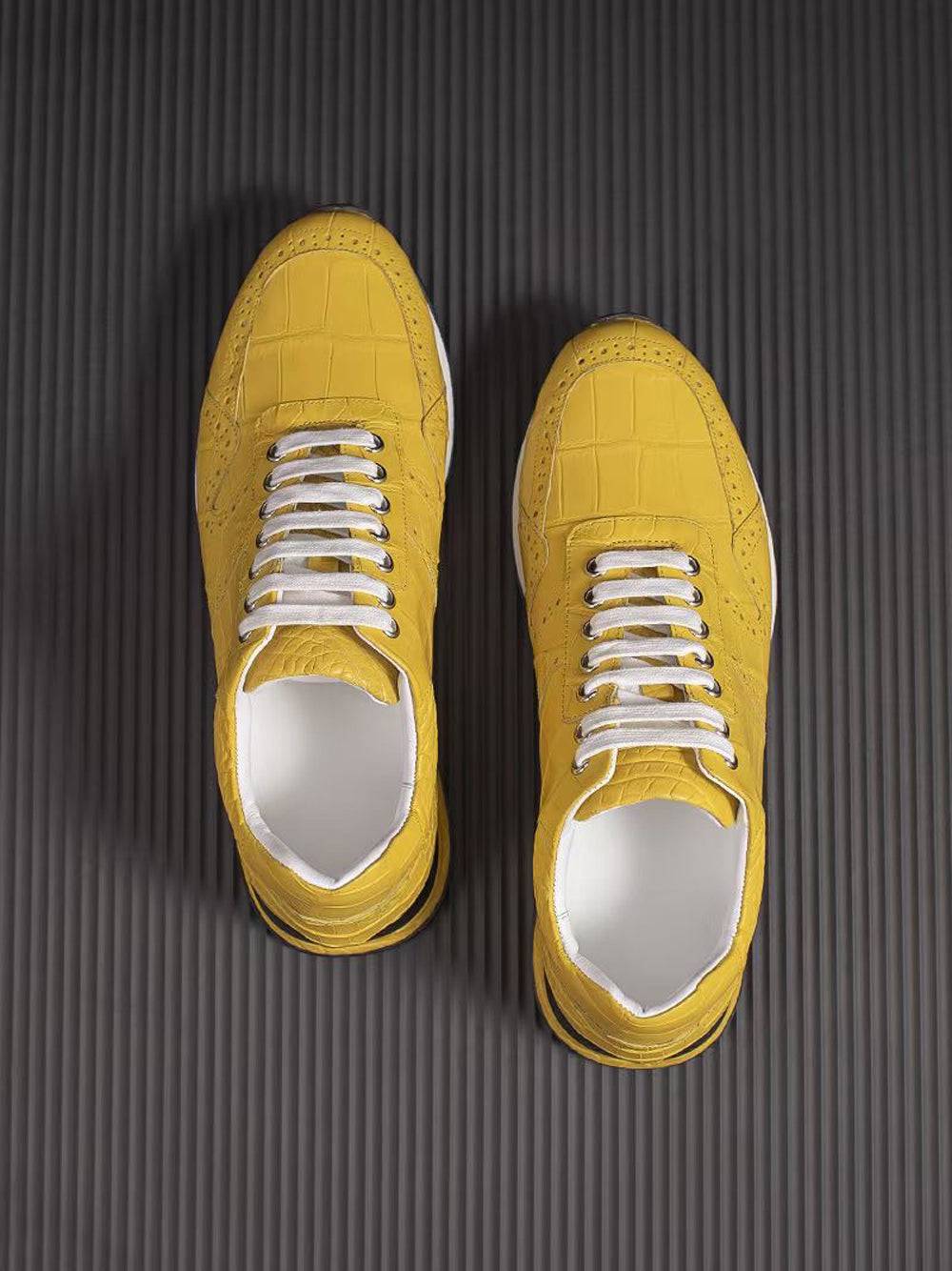 Crocodile Shoes Crocodile Leather Sneaker Shoes Yellow