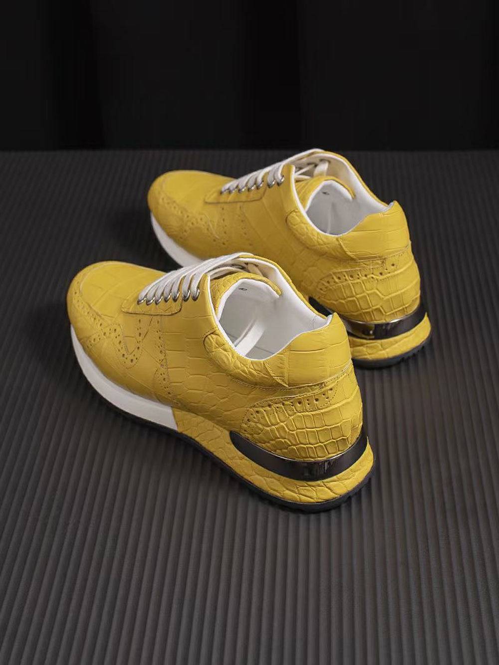 Crocodile Shoes Crocodile Leather Sneaker Shoes Yellow