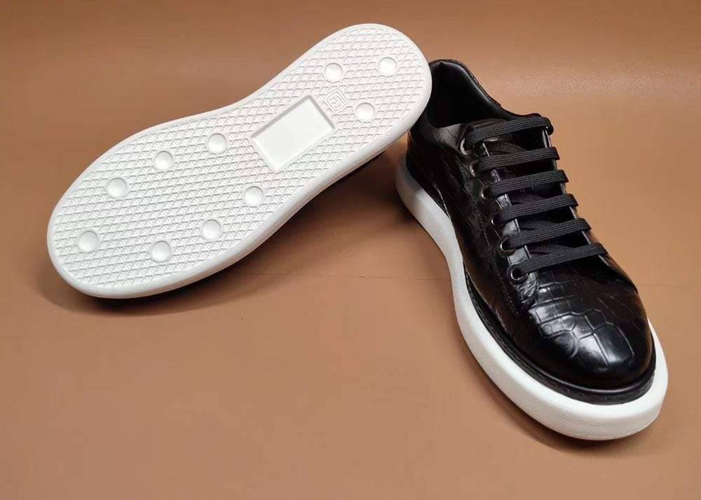 Crocodile Shoes thời trang nam, giày slip-on cổ thấp casual màu đen bằng da cá sấu
