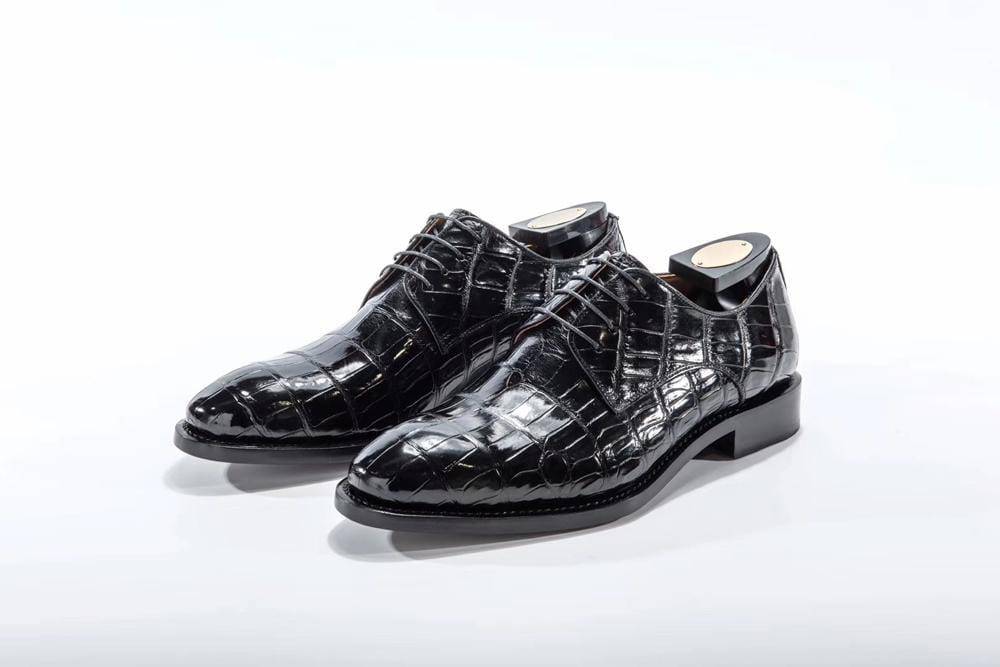 Giày Crocodile Goodyear Welted thủ công cho nam, giày da cá sấu buộc dây, giày tây da cá sấu nam