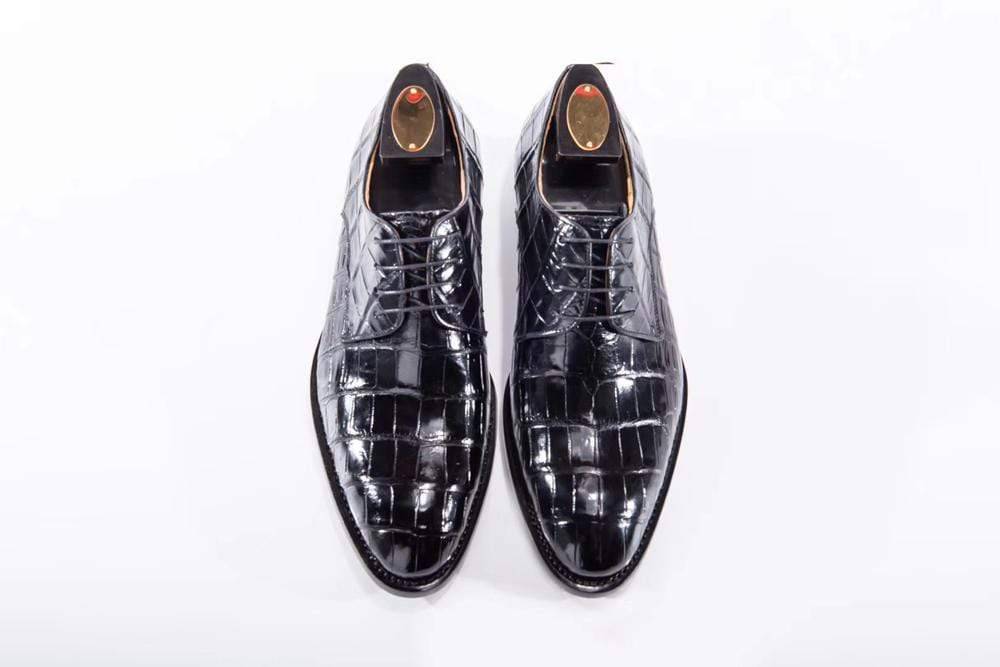 Giày da cá sấu Goodyear welt thủ công cho nam, giày buộc dây da cá sấu, giày tây da cá sấu cho nam