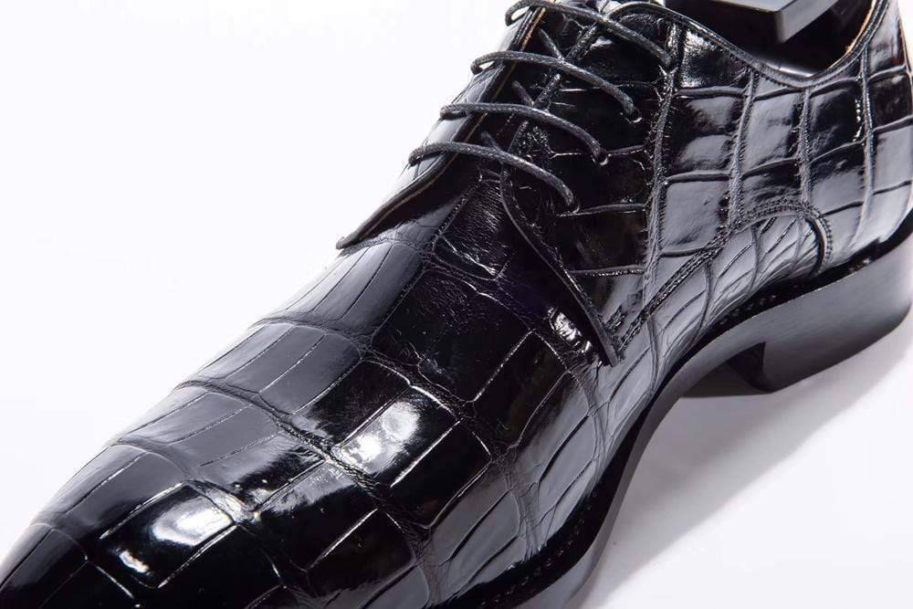 Giày da cá sấu nam may Goodyear thủ công, giày buộc dây da cá sấu, giày tây da cá sấu nam