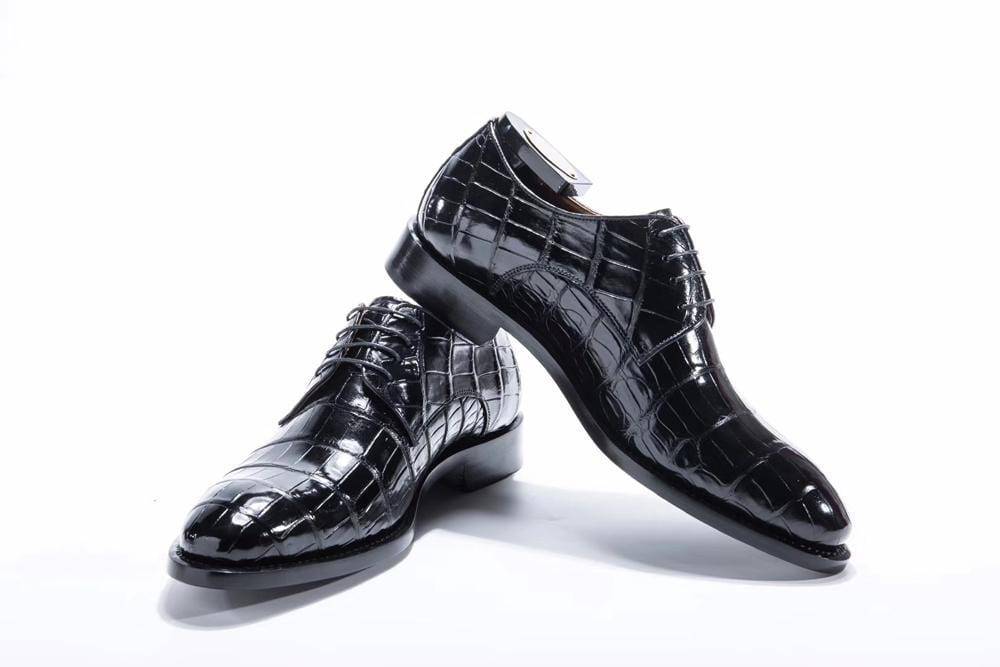 Crocodile Shoes Goodyear Welted thủ công cho nam, giày buộc dây da cá sấu, giày tây da cá sấu nam
