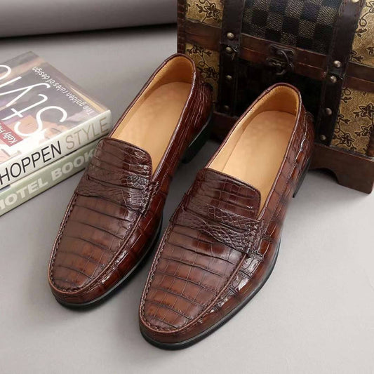 Mocassini slip-on da uomo in pelle di coccodrillo Crocodile Shoes
