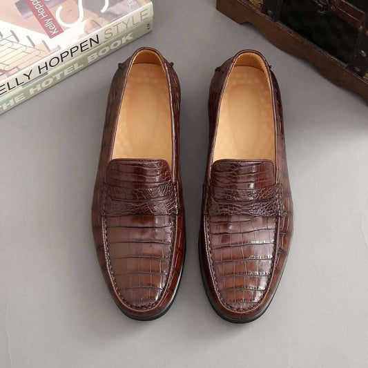 Mocassini slip-on da uomo in pelle di coccodrillo Crocodile Shoes