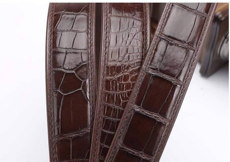 Crocodile Skin Belly Leather Waist Belt Without Buckle