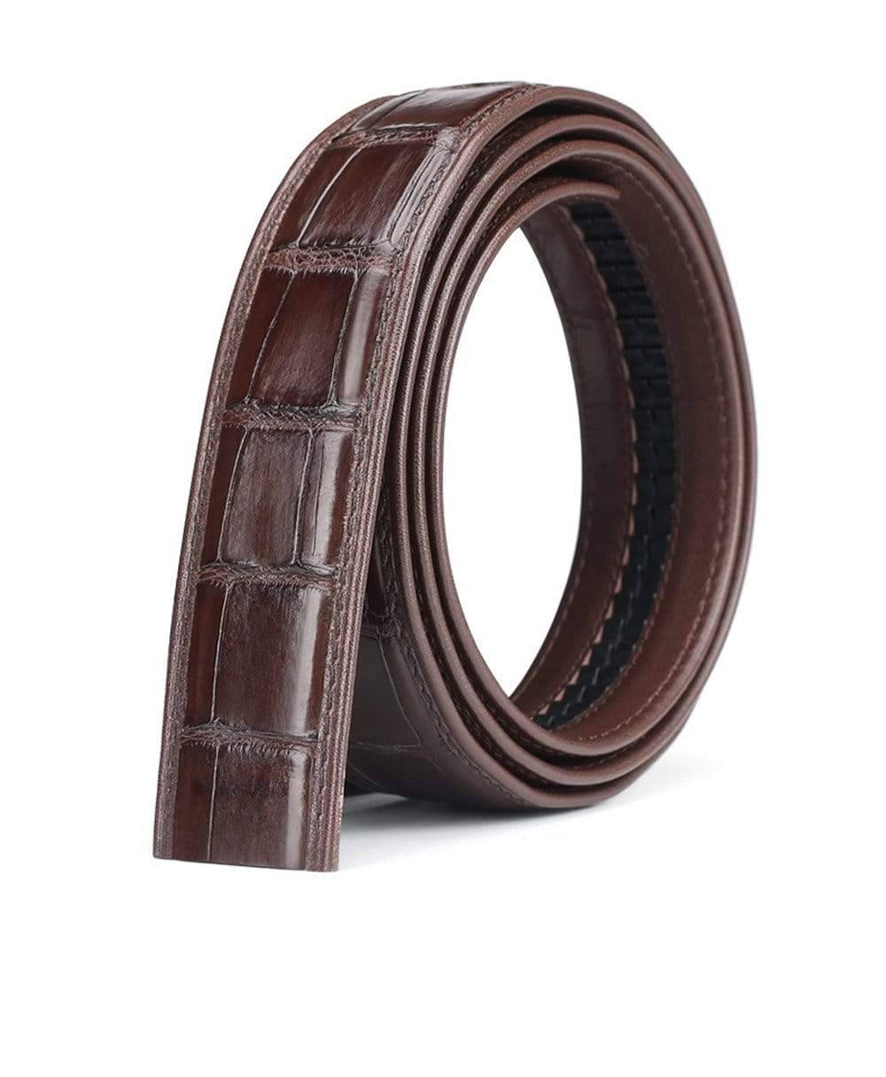 Crocodile Skin Belly Leather Waist Belt Without Buckle