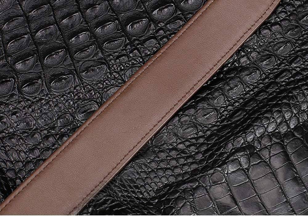 Crocodile Skin Belly Leather Waist Belt Without Buckle